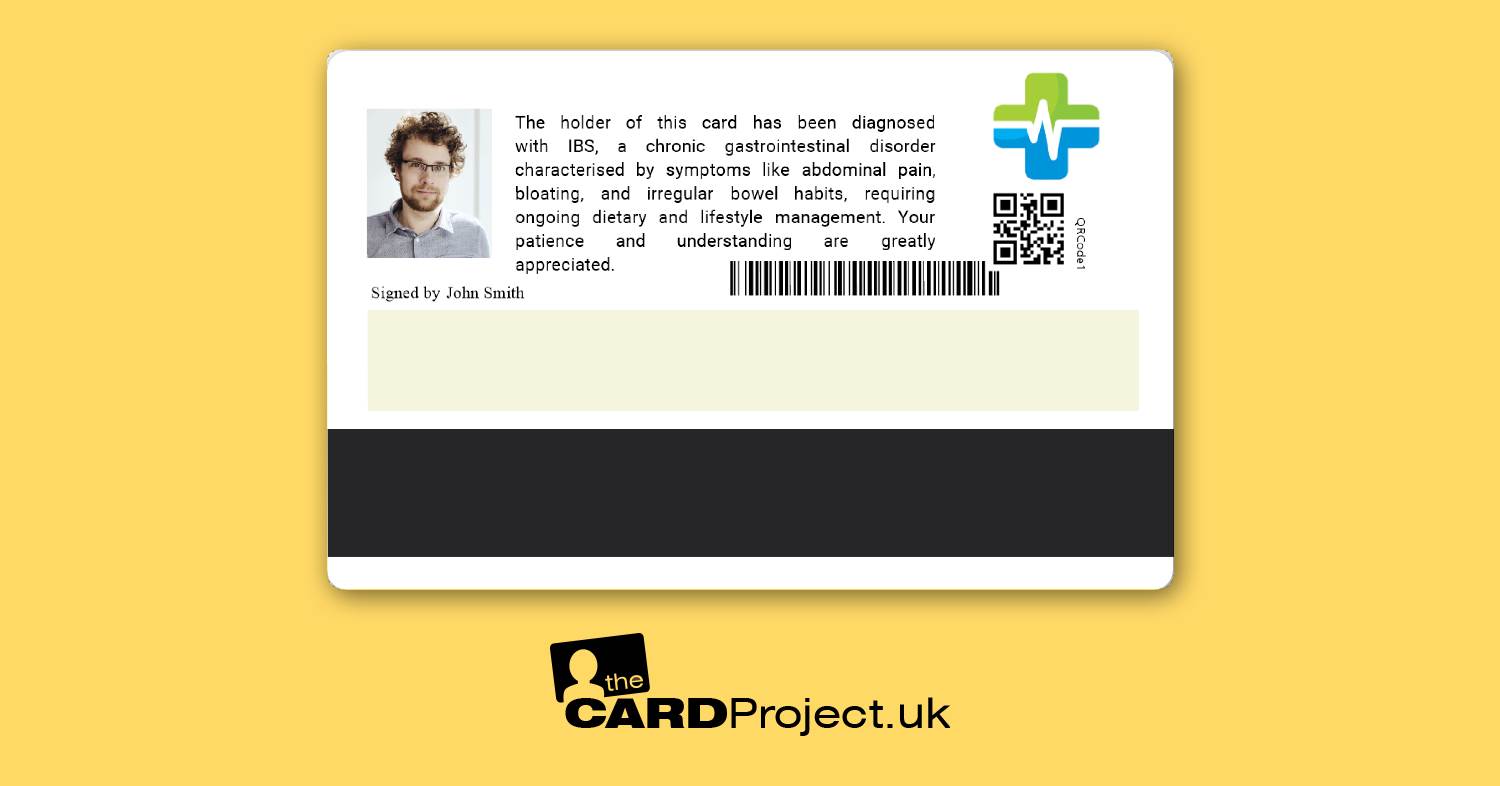 IBS (Irritable Bowel Syndrome) Premium Medical Photo ID Card (REAR)